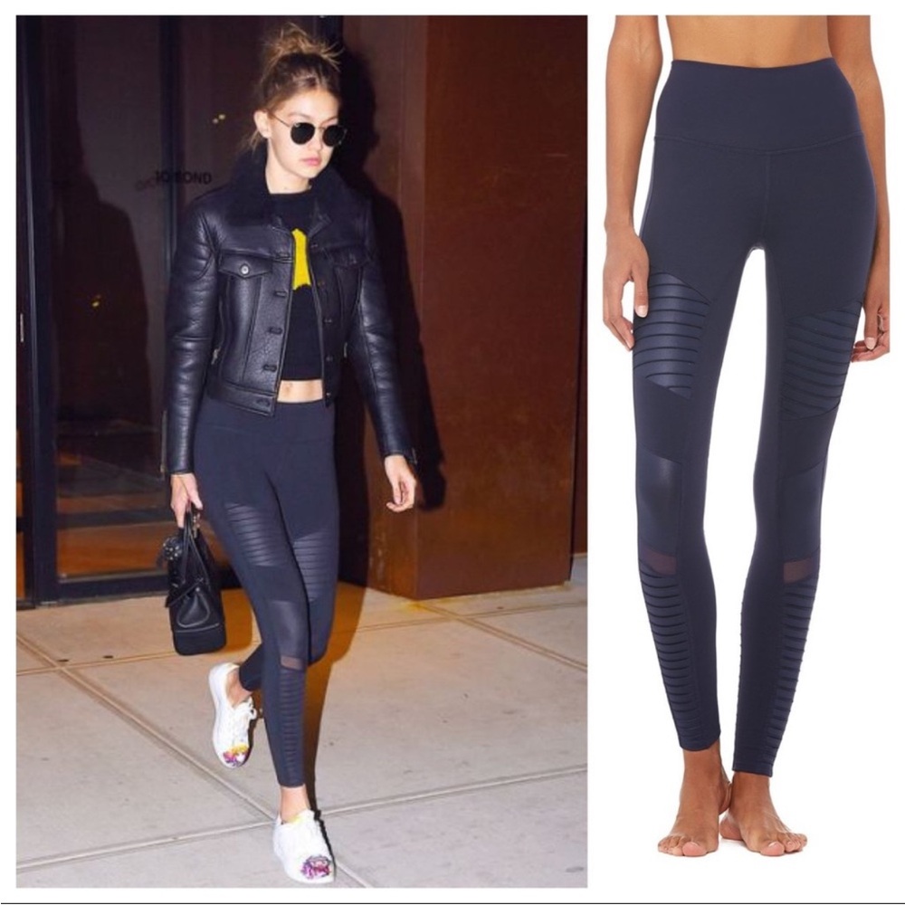 Alo Yoga High-Waist Moto Leggings Navy Blue Size Medium